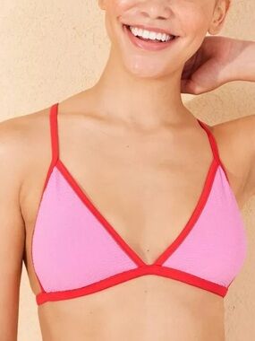 Wild Fable Pink Triangle Swim Top with Red Contrast Trim, Size XL, NWOT